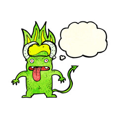 cartoon little devil with thought bubble