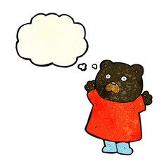 funny cartoon black bear with thought bubble