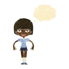 cartoon girl with thought bubble