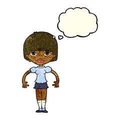cartoon girl with thought bubble