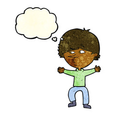 Fototapeta premium cartoon suspicious man with thought bubble