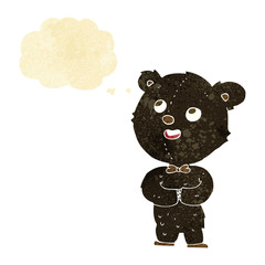 cartoon cute teddy bear with thought bubble