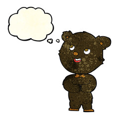 cartoon cute teddy bear with thought bubble