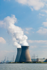 Cooling towers of nuclear power plant of Doel near Antwerp, Belgium