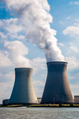Cooling towers of nuclear power plant of Doel near Antwerp, Belgium