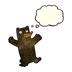 cartoon black bear with thought bubble