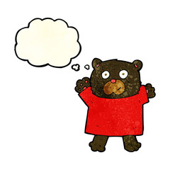 cartoon cute black bear with thought bubble