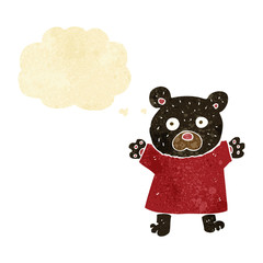 cartoon cute black bear with thought bubble