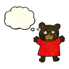 cartoon cute black bear with thought bubble