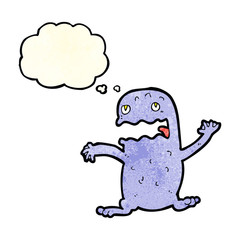 cartoon funny frog with thought bubble