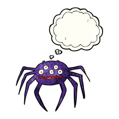 cartoon halloween spider with thought bubble