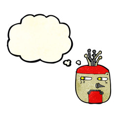 cartoon robot head with thought bubble