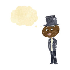 Fototapeta premium cartoon funny hobo man with thought bubble