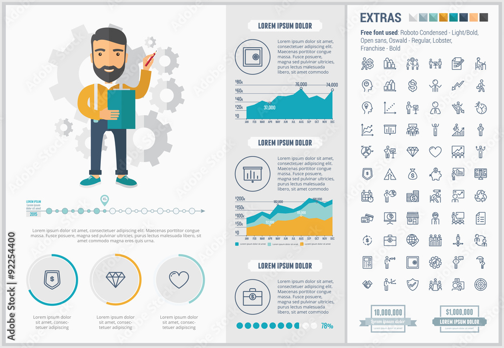 Wall mural business flat design infographic template