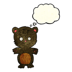 cartoon black bear cub with thought bubble