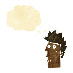 cartoon surprised face with thought bubble