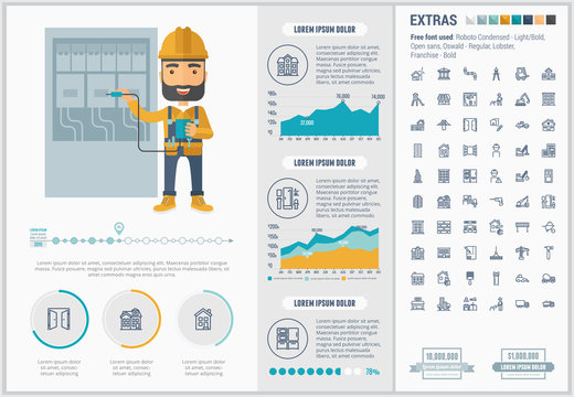 Constraction flat design Infographic Template