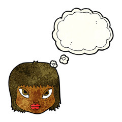 cartoon annoyed face with thought bubble