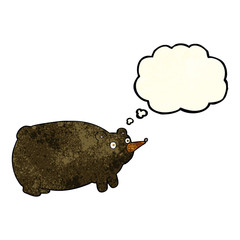 funny cartoon bear with thought bubble