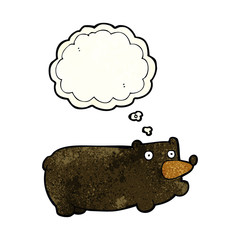 funny cartoon bear with thought bubble