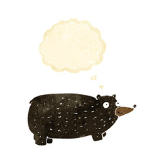 funny cartoon bear with thought bubble