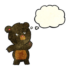 cartoon curious black bear with thought bubble