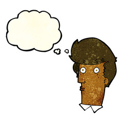 cartoon surprised expression with thought bubble