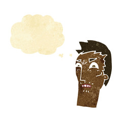 cartoon angry face with thought bubble