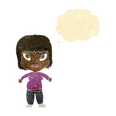 cartoon overweight woman with thought bubble