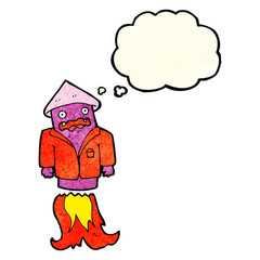 Naklejka premium cartoon firework in business suit with thought bubble