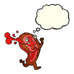rare steak cartoon character with thought bubble