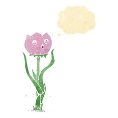cartoon flower with thought bubble