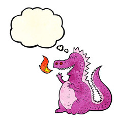 cartoon fire breathing dragon with thought bubble