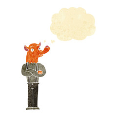 cartoon man with fox head with thought bubble