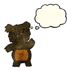 cartoon black bear with thought bubble