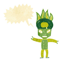 funny cartoon robot with thought bubble