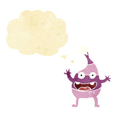 cartoon funny creature with thought bubble