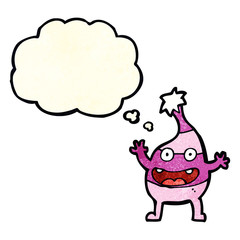 cartoon funny creature with thought bubble