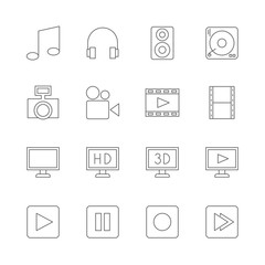 multimedia icons set