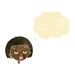 cartoon bored woman with thought bubble