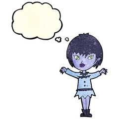cartoon vampire girl with thought bubble