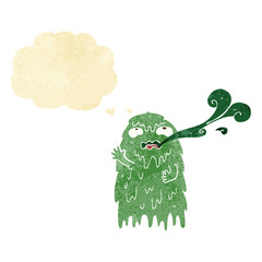 gross cartoon ghost with thought bubble