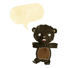 cartoon shocked black bear cub with thought bubble