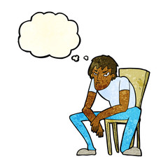 cartoon dejected man with thought bubble