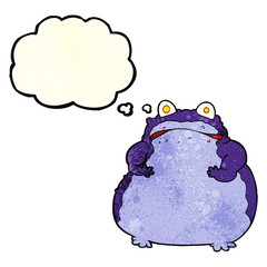 cartoon fat frog with thought bubble