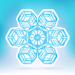 Abstract Snowflake Symbol with Ice Blue Background Gradient