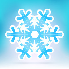 Abstract Snowflake Symbol with Ice Blue Background Gradient