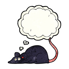 cartoon black rat with thought bubble
