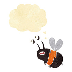 cartoon frightened bee with thought bubble