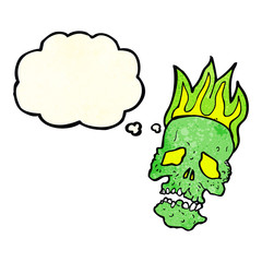 cartoon skull with thought bubble
